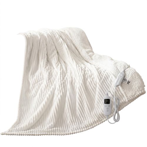 Reaks Electric Heated Throw Blanket White